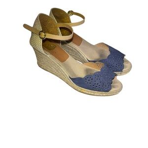 Kanna Blue and Tan Wedge Sandals size 39 (8 US)